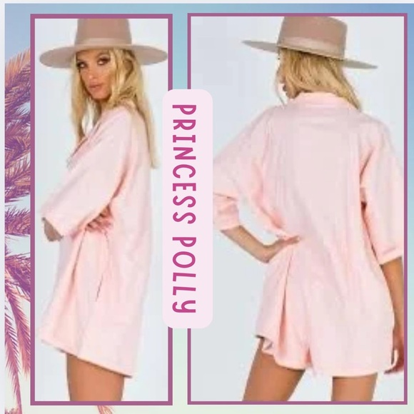 Princess Polly,Womens Oversized Sinclair Romper,Pink-Salmon Linen Blend,Size 4, - Picture 3 of 16